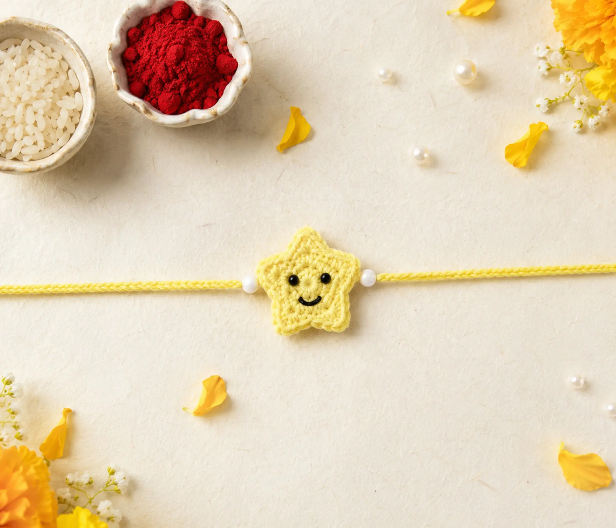 Smiling Little Star Handcrafted Kids Crochet Rakhi